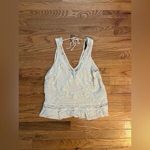 American Eagle Cream Lace Tank Top | Size Small | V-Neck Front & Back